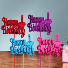 Happy Birthday Decoration, Sign, Pick, Cake Topper - Assorted Fuchsia, Purple, Red, Turquoise (Lot of 12) SALE ITEM Happy Birthday Decoration, Sign, Pick, Cake Topper - Assorted Fuchsia, Purple, Red, Turquoise (Lot of 12) SALE ITEM